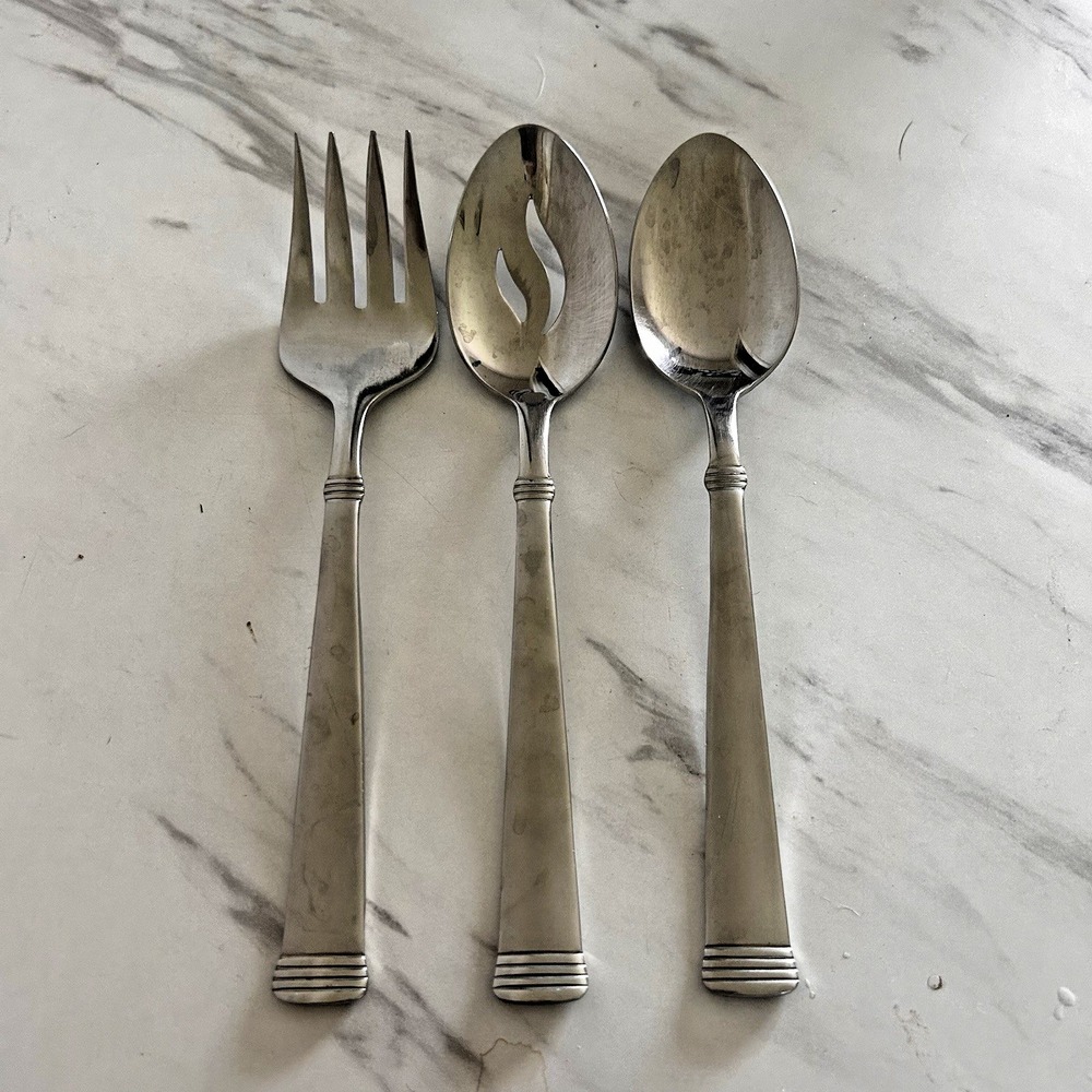 Wallace 18/10 Napoli Cold Meat Serving Fork & 2 Serving Spoons Lot of 3 FFF